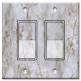 Printed Decora 2 Gang Rocker Style Switch with matching Wall Plate - White Pearl Quartzite / Granite / Marble Print