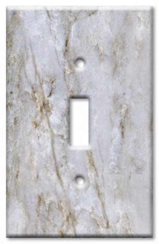 Art Plates - Decorative OVERSIZED Switch Plate - Outlet Cover - White Pearl Quartzite / Granite / Marble Print