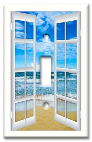 Art Plates - Decorative OVERSIZED Switch Plates & Outlet Covers - Ocean View Window