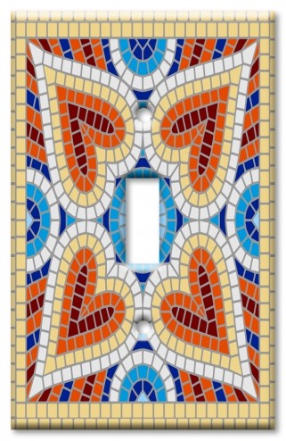 Art Plates - Decorative OVERSIZED Switch Plate - Outlet Cover - Yellow Spanish Mosaic Tile Print