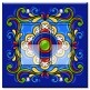 Printed Decora 2 Gang Rocker Style Switch with matching Wall Plate - Dark Blue Mexican Talavera Tile Print