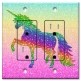 Printed 2 Gang Decora Duplex Receptacle Outlet with matching Wall Plate - Rainbow and Stars Glitter Unicorn
