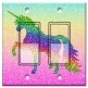 Printed Decora 2 Gang Rocker Style Switch with matching Wall Plate - Rainbow and Stars Glitter Unicorn