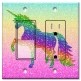 Printed 2 Gang Decora Switch - Outlet Combo with matching Wall Plate - Rainbow and Stars Glitter Unicorn