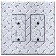 Printed 2 Gang Decora Duplex Receptacle Outlet with matching Wall Plate - Silver Diamond Plate Print