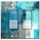 Printed Decora 2 Gang Rocker Style Switch with matching Wall Plate - Turquoise and Grey Abstract Art