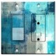 Printed 2 Gang Decora Switch - Outlet Combo with matching Wall Plate - Turquoise and Grey Abstract Art