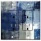 Printed 2 Gang Decora Duplex Receptacle Outlet with matching Wall Plate - Blue and Grey Abstract Art