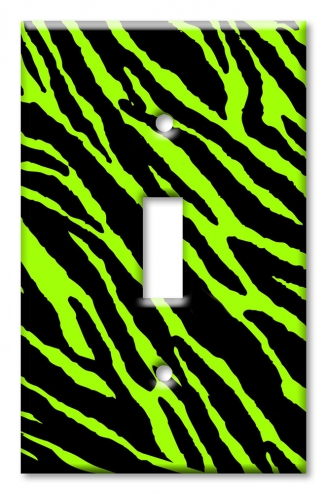 Art Plates - Decorative OVERSIZED Wall Plate - Outlet Cover - Green Zebra
