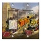 Printed 2 Gang Decora Switch - Outlet Combo with matching Wall Plate - Currier and Ives Train