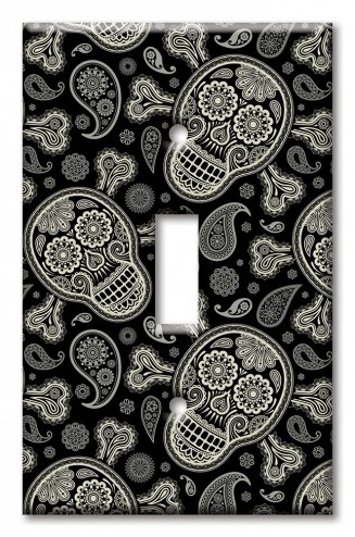 Art Plates - Decorative OVERSIZED Switch Plates & Outlet Covers - Paisley Skull and Crossbones