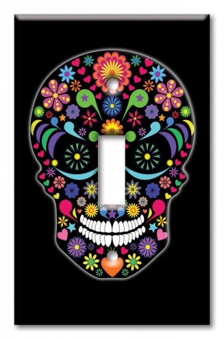 Art Plates - Decorative OVERSIZED Switch Plates & Outlet Covers - Multi Color Sugar Skull