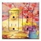 Printed 2 Gang Decora Duplex Receptacle Outlet with matching Wall Plate - Japonica and Violets