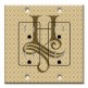Printed 2 Gang Decora Duplex Receptacle Outlet with matching Wall Plate - Letter "H" Monogram
