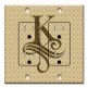 Printed 2 Gang Decora Duplex Receptacle Outlet with matching Wall Plate - Letter "K" Monogram