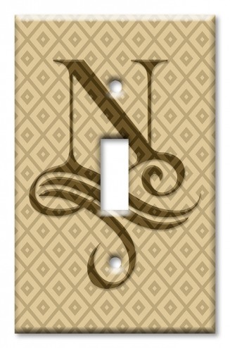 Art Plates - Decorative OVERSIZED Switch Plates & Outlet Covers - Letter "N" Monogram