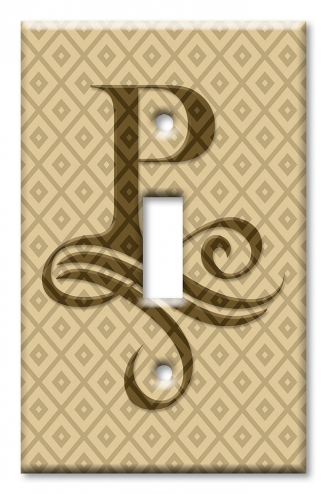 Art Plates - Decorative OVERSIZED Switch Plates & Outlet Covers - Letter "P" Monogram