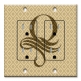 Printed 2 Gang Decora Duplex Receptacle Outlet with matching Wall Plate - Letter "Q" Monogram