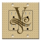 Printed 2 Gang Decora Duplex Receptacle Outlet with matching Wall Plate - Letter "V" Monogram