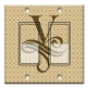 Printed Decora 2 Gang Rocker Style Switch with matching Wall Plate - Letter "V" Monogram