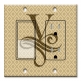 Printed 2 Gang Decora Switch - Outlet Combo with matching Wall Plate - Letter "V" Monogram